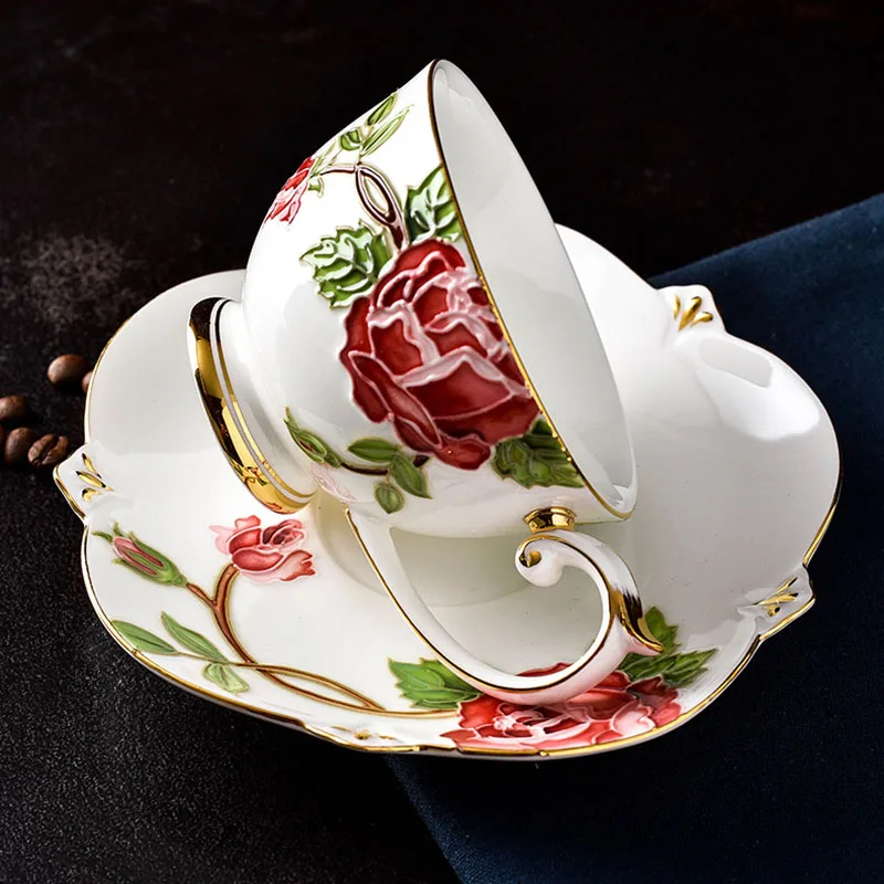 Кофейная чашка и блюдце из костяного фарфора GLLead в европейском стиле для дома