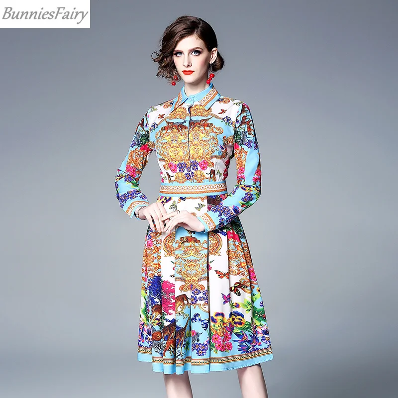 BunniesFairy 2019 весеннее женское Новое Королевское винтажное ретро платье-рубашка с