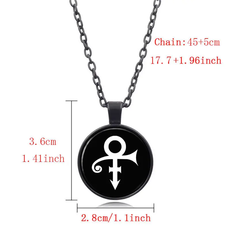 XUSHUI XJ Rock Star Prince Symbol Necklace Glass Round Dome Pendant Vintage Jewelry Black Chain for Women Men Gift 2017 | Украшения и