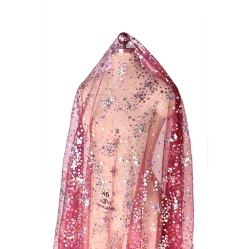 130x50 см Высокое качество вышитый тюль ткань Sequinsed тюль кружево ткань чистая Свадьба/Evinging/шоу платье кружевная ткань - Цвет: Red wine