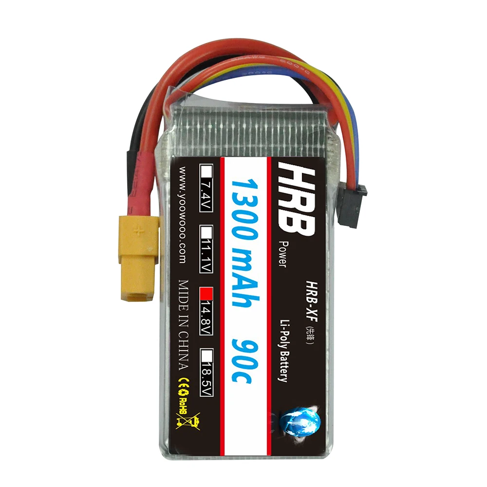 Hrb RC Lipo 4S Батарея 14 8 V 1300 mAh 90C-180C XT60 разъем для FPV гонки Радиоуправляемый вертолет KT
