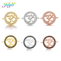 juya diy hinduism jewelry accessories micro pave zircon om connector charms fit handmade bracelets necklace earrings making