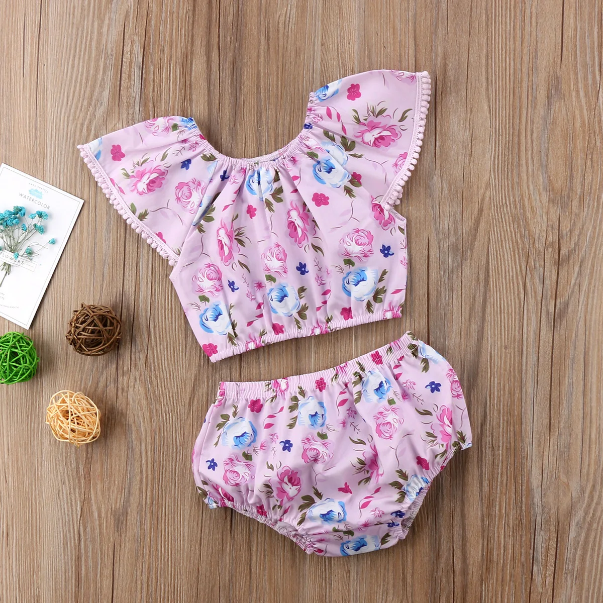 

2pcs Newborn Baby Boy Girl Sleeveless T-shirt Tops plus Pants Floral Outfits Clothes Summer Casual Cotoon Clothing