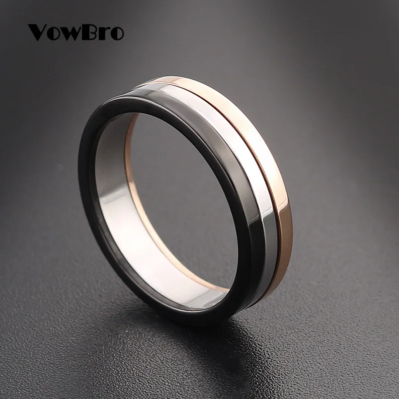 VowBro adies Stainless Steel Interlocked Triple Braided Multi Color Band Bague Ring for Woman Three in One | Украшения и