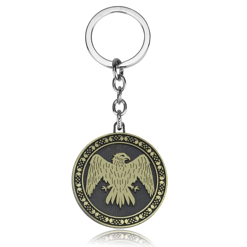 Bronze516 Игра престолов House Stark Baratheon Lannister Targaryen Arryn Tully Martell Tyrell Greyjoy брелок для ключей со значком - Цвет: Bronze516