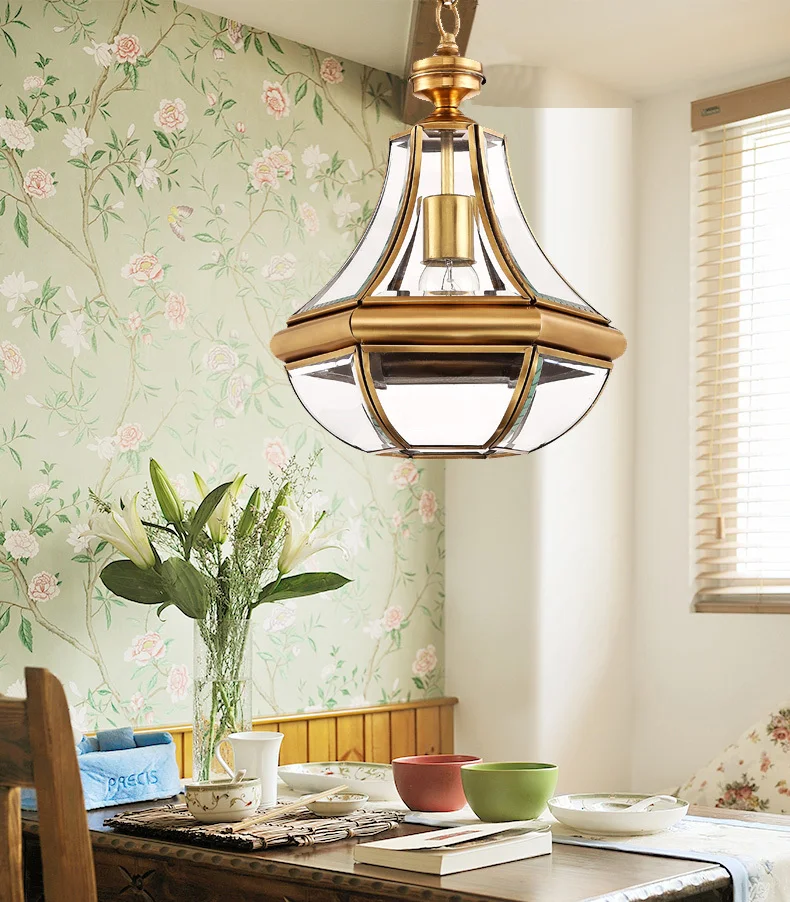 1 шт. Ретро Медное стекло Кухонное освещение Столовая tiffany glass pendant light vintage Коридор