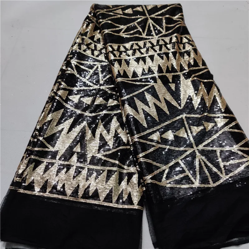 

New Design African Sequins Lace Fabric 2019 Embroidered Nigerian Laces Fabrics High Quality French Tulle Lace Fabric For Women