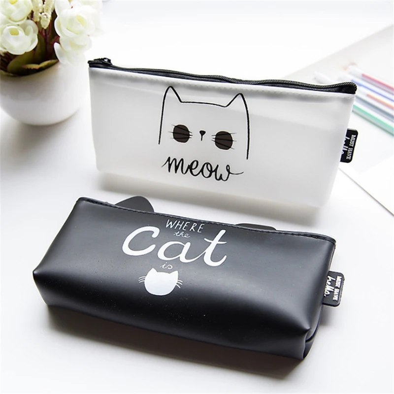 1 шт. Kawaii милый кот карандашом мешок кремния школы стационарные получить