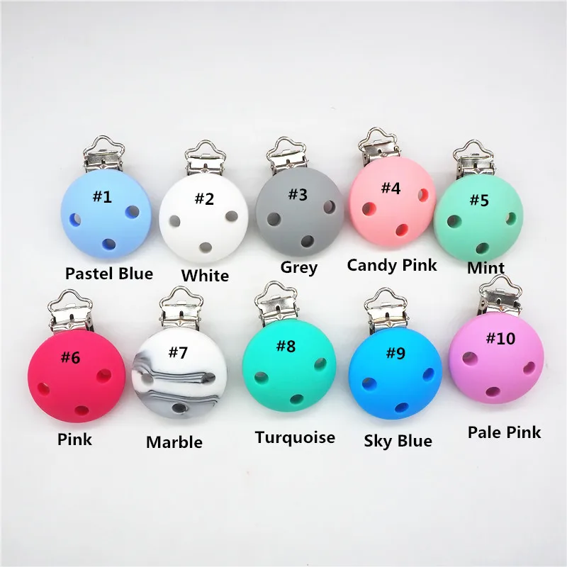 Chenkai 10pcs BPA Free Silicone Round Clips DIY Baby Teether Pacifier Dummy Montessori Sensory Jewelry Holder Chain Toy Clips