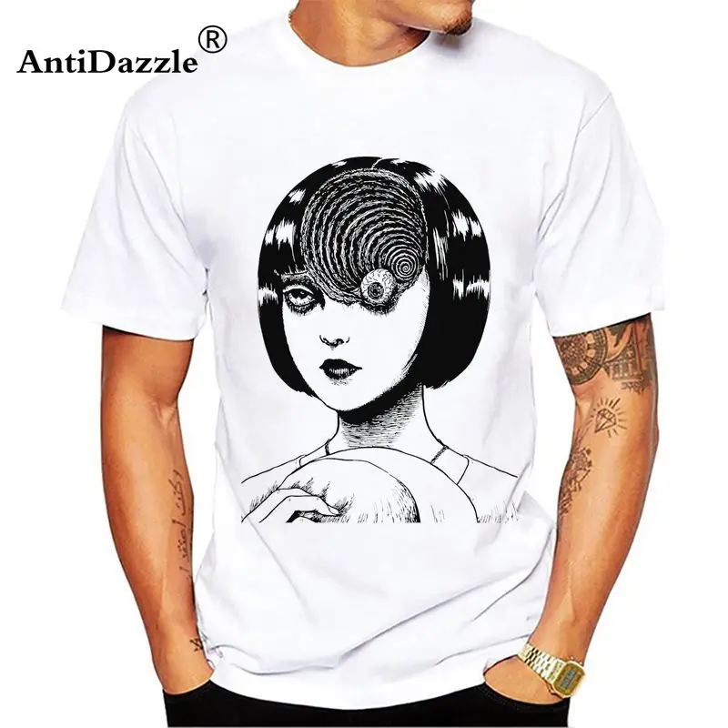 Летний Стиль Мода Для мужчин Повседневное футболки Узумаки рубашка Джунджи ITO