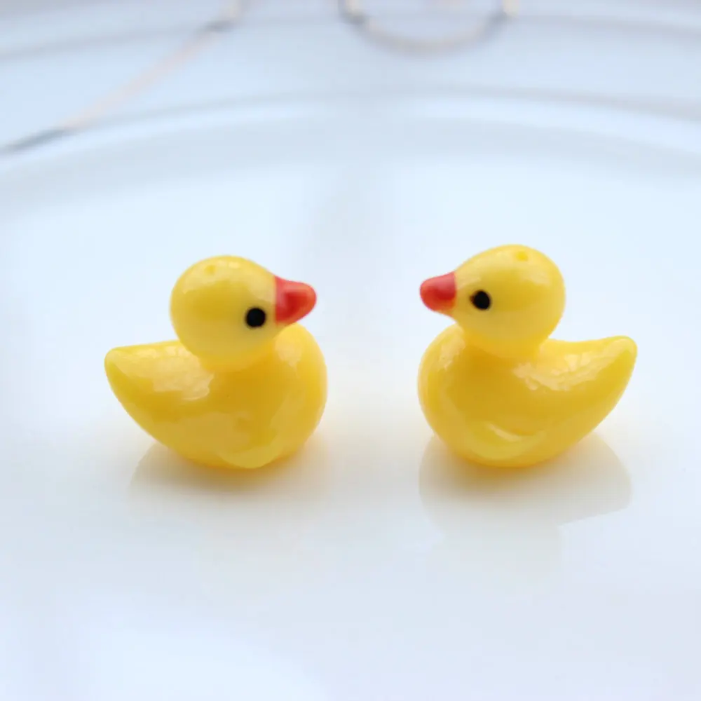 

20pcs Resin "Rubber" Ducks 3d yellow little duckling Resin DUCK Charm cabochon Pendants w/ holes 16mm*11mm*15mm