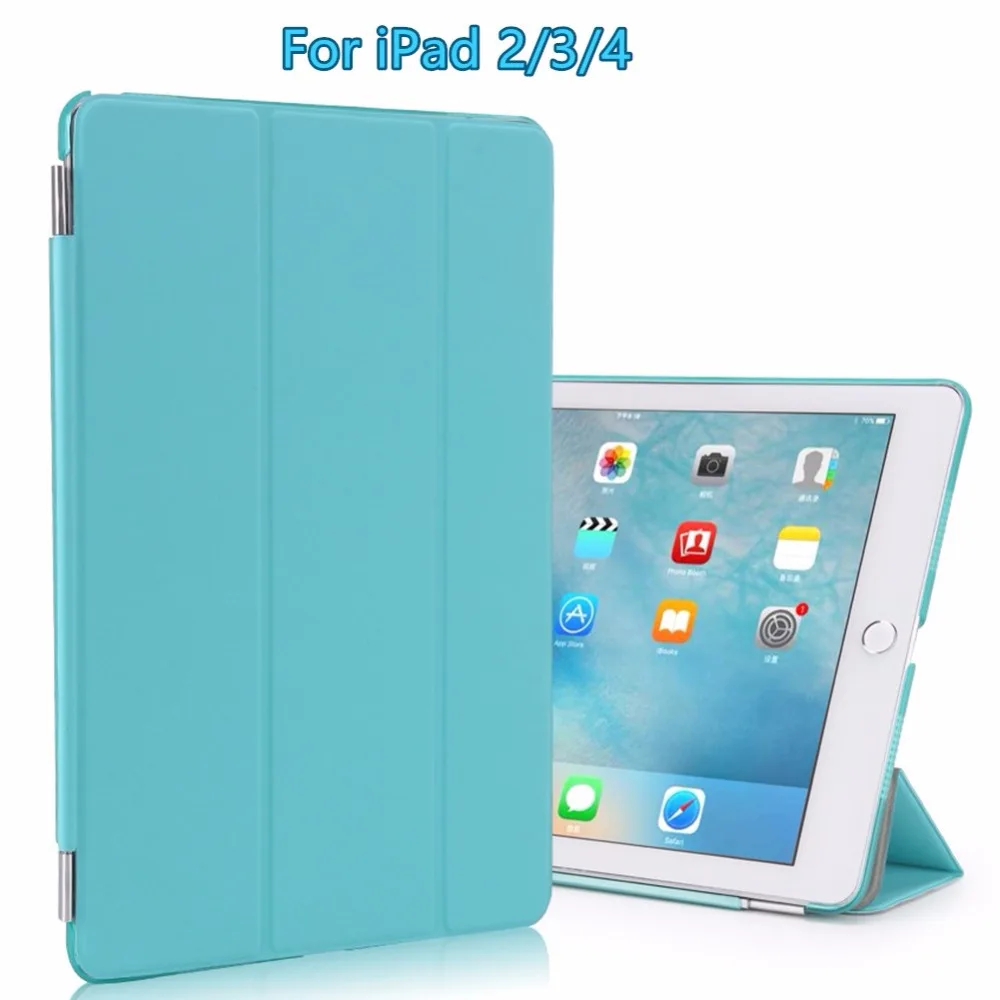 Чехол для iPad 2/3/4 смарт чехол с полупрозрачной матовой жесткой задней и магнитной