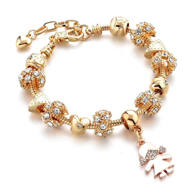 SBR190151GD SZELAM женский золотой браслет Pulseras Mujer Moda Animal Dolphin Boy браслеты с подвесками для женщин - Окраска металла: SBR190151GD