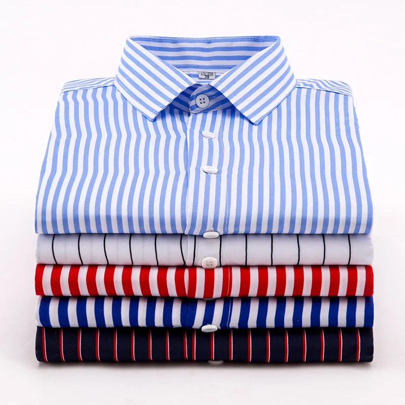 Aoliwen 2020 brand men summer short sleeve stripe shirt high street style fashion Flannel printed shirt Slim fit high quality