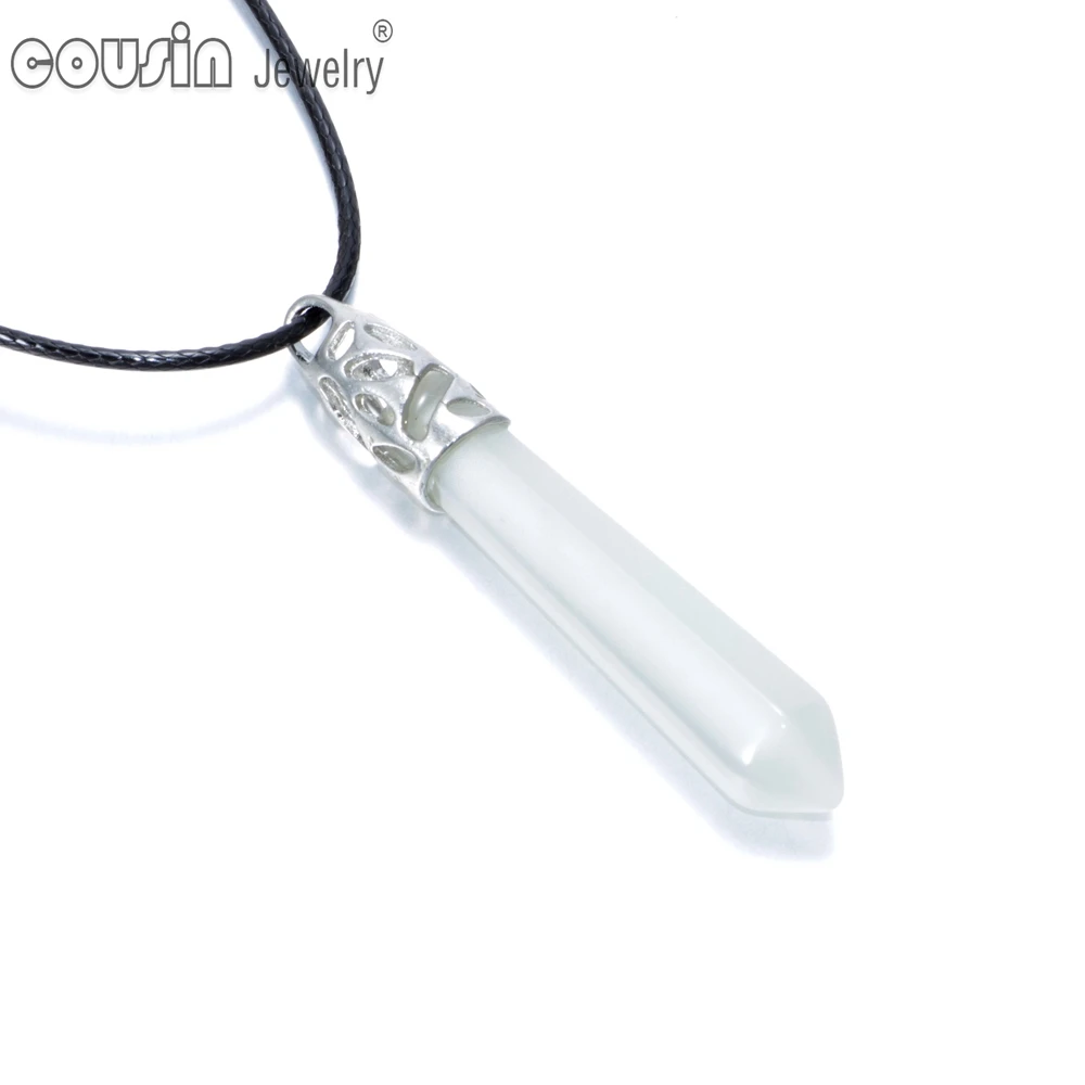 New Arrivals Hexagonal Pillar pattern necklace Crystal pendant with Leather Natural stone DZ0221a-r | Украшения и аксессуары