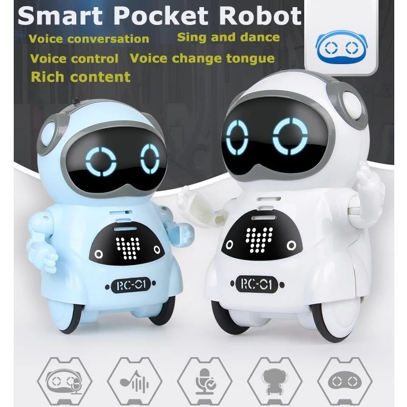 Mini Pocket Robot Multi-Functional Voice Dialogue Light Chat Record Singing Dance Toy Kids Christmas Gift |