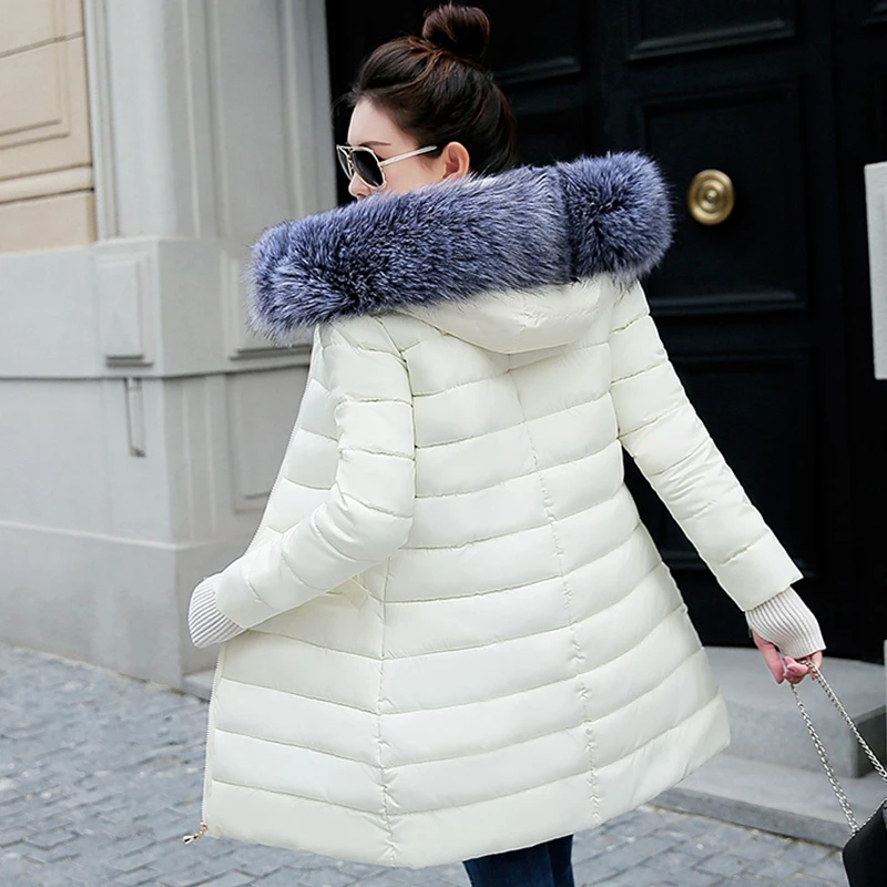 2019 Новая женская теплая зимняя куртка модная Парка с капюшоном Искусственный