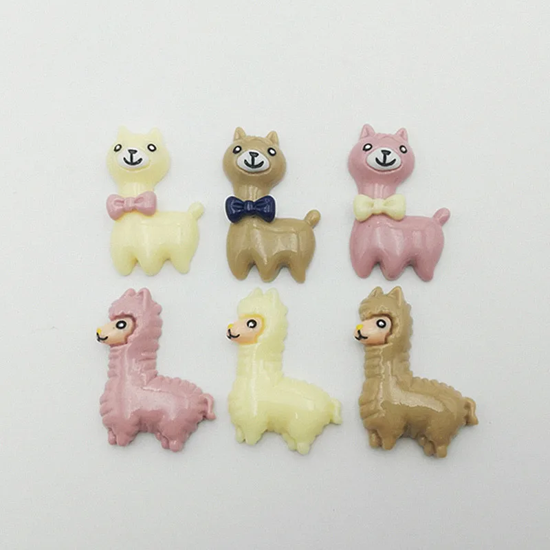 

10pcs/lot Cute Cartoon Alpaca Flat back Resin Cabochon Animal DIY Phone Case Decoration Resin Cabochons Accessories Scrapbooking