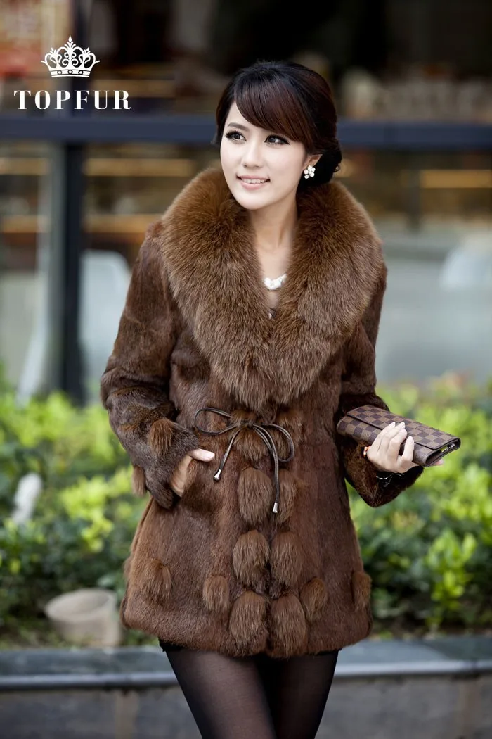 Новинка 2014 Женская длинная шуба Зимняя Толстая Шуба с воротником из лисьего меха