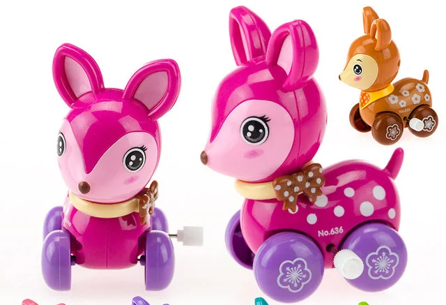 

Pull Back Hot Sell Lovely Angel Chain Wind-up Toys New Strange Baby Cartoon Witty Chains Sika Deer Plastic Animal Toy Gifts 2021