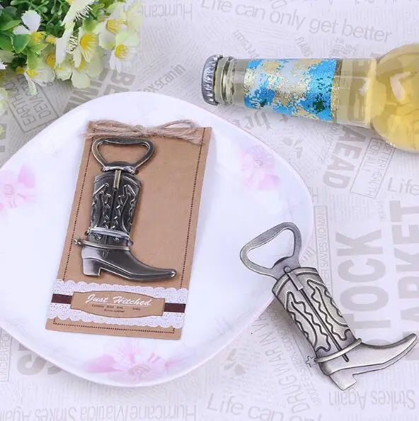 

10pcs/lot European wedding gift small gift alloy cowboy boots beer bottle opener