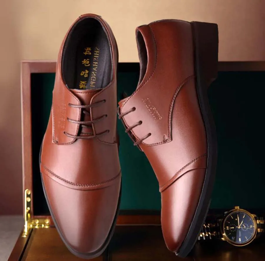 Men's New Leather Shoes Spring Business Dress Breathable Casual Show Confidence Handsome Great Wedding Male | Обувь