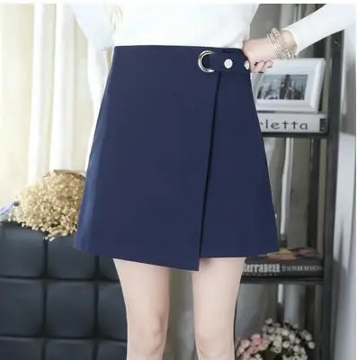 dark blue Qooth юбки женские Harajuku девчачьи юбки ассиметричные черные юбки Saia школьные студенческие Faldas осень новая короткая юбка QH1464 - Цвет: dark blue
