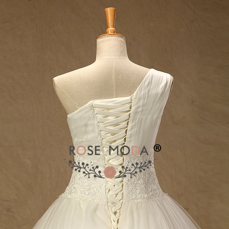 Платье на Одно Плечо розовое белое цвета слоновой кости | Свадьбы и торжества - Фото №1