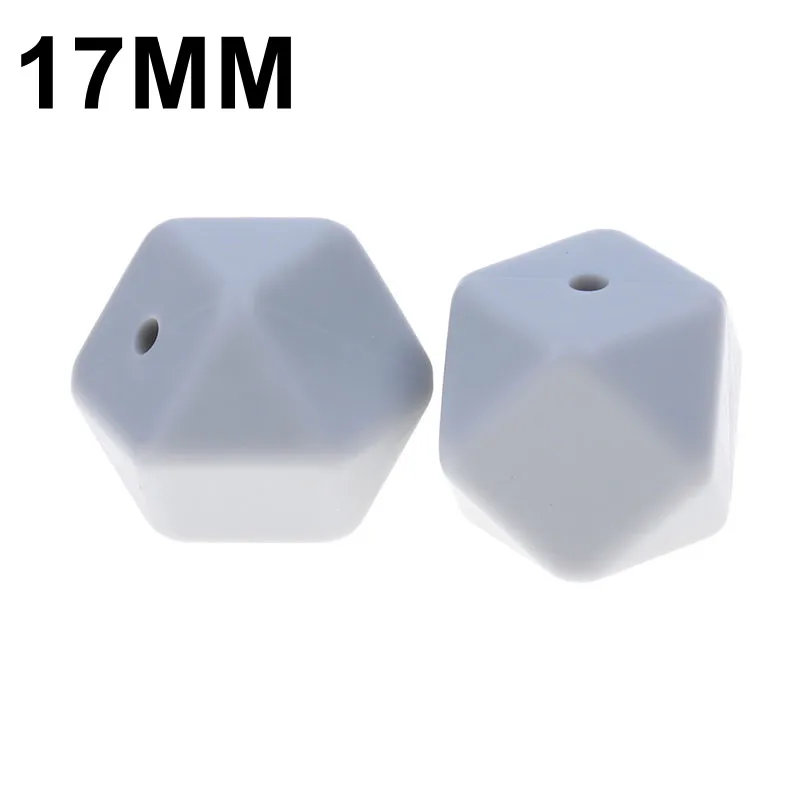 71 Glacier Gray Оптовые Силиконовые Бусины шестиугольник 17 мм свободные бусины 10 шт. Diy прорезывание зубов ожерелье безопасное Прорезывание Зубов Бусины для ребенка прорезыватель Bpa бесплатно - Цвет: 71 Glacier Gray