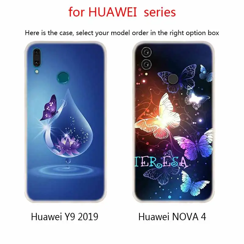 Soft Silicone Case For Huawei Mate 30 20 10 Lite Pro 20X S Y9 2018 2019 NOVA 3 3i 4 black Cute Butterfly Flower | Мобильные телефоны
