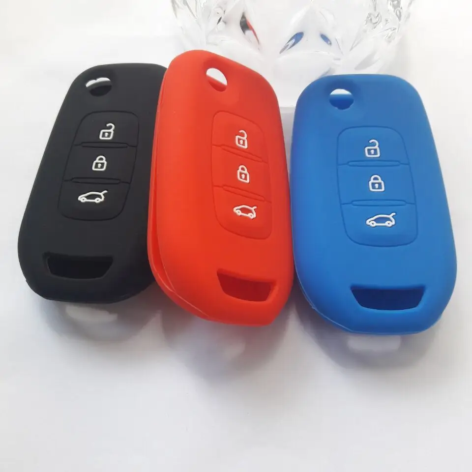 Автомобильный Дистанционный силиконовый чехол для ключей для Renault Flip FOB Shell Holder 3 Button Key Entry