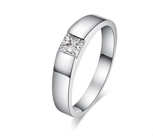 

Solid 14K White Gold Ring for Women 0.5CT Female Princess Cut Solitaire Diamond Ring Propose Fiancee Jewelry G14K