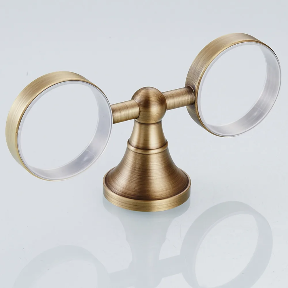 Держатель для зубной щетки Leyden с двумя керамическими чашками настенный латунный