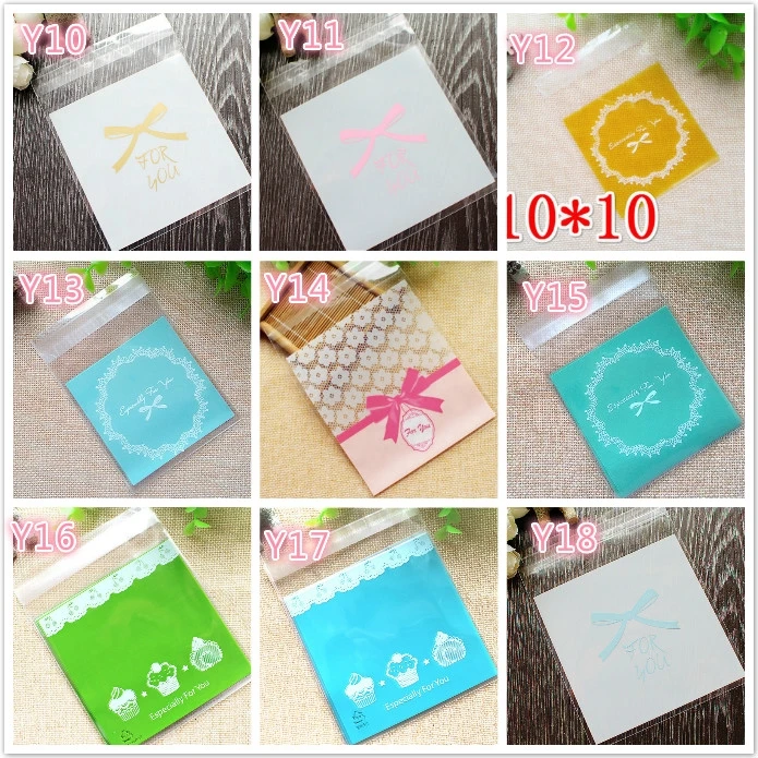 100 ⑤ упак. 10x10 см + 3 Бант Цветок сердце конфеты закуска мешок печенья упаковка День
