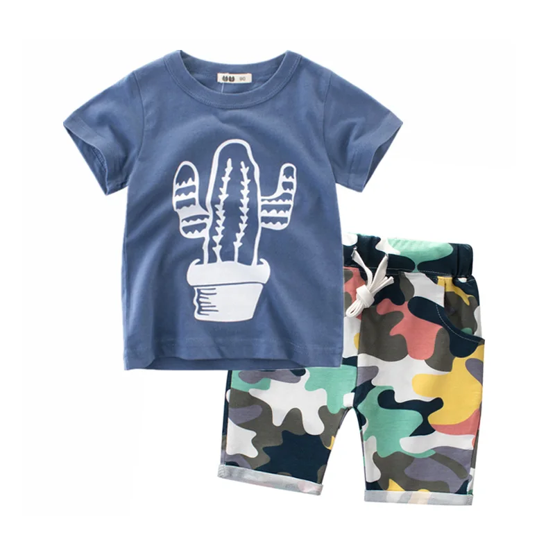 Повседневная детская одежда 2020 хлопок короткий рукав 2 предмета принт От до 8 лет