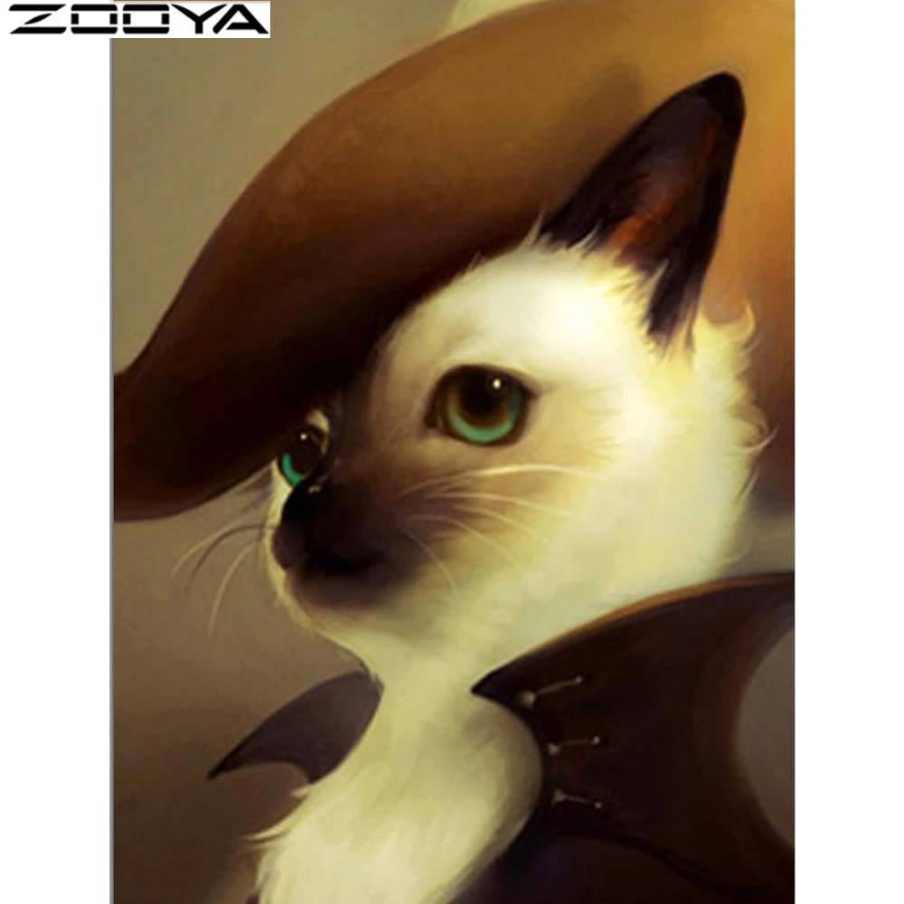ZOOYA вышивка с бриллиантами кошка рукоделие сделай сам Dmc Вышивка крестиком товары