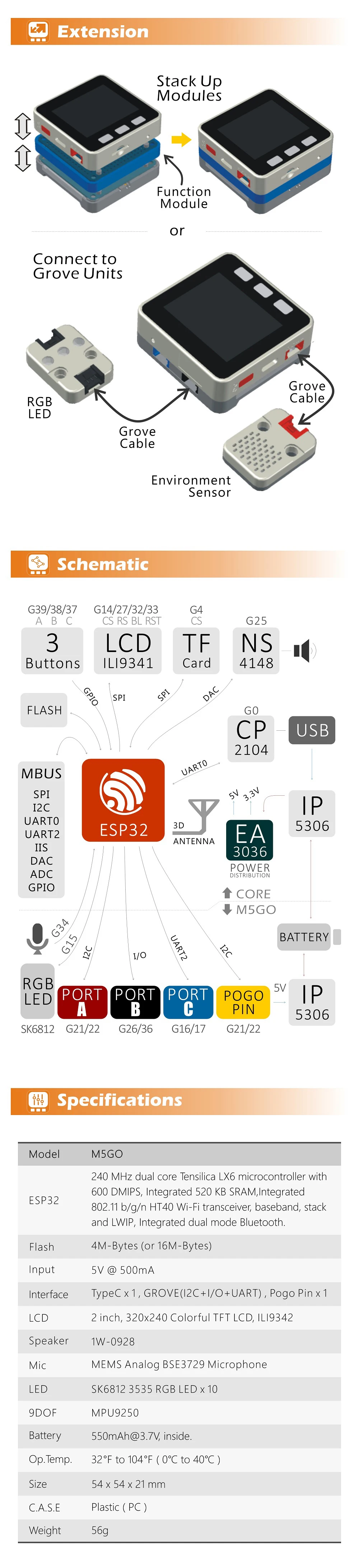 M5GO IoT стартовый комплект ESP32 для Arduino/микропитона Программирование разработки ИК микрофон 550 мАч батарея M5Stack ZK5