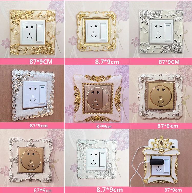 Роскошная Золотая декоративная рамка выключателя стикер барокко дворец Стиль