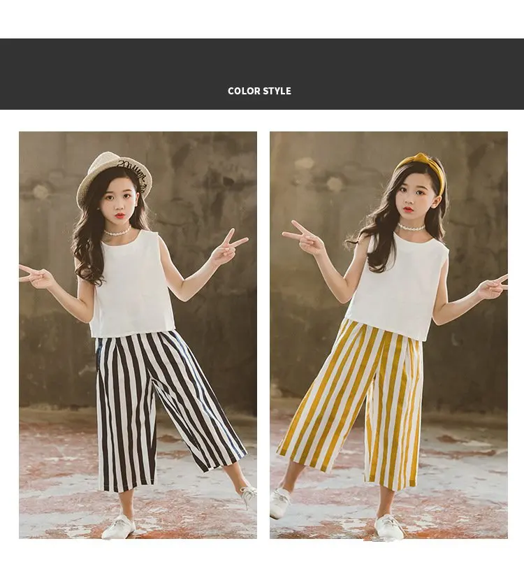 2019 хлопковый комплект из двух предметов на лямках брюки с широкими штанинами