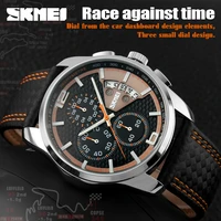 new top brand luxury quartz watch men outdoor sports chrono leather band waterproof wristwatches relogio masculino skmei watches