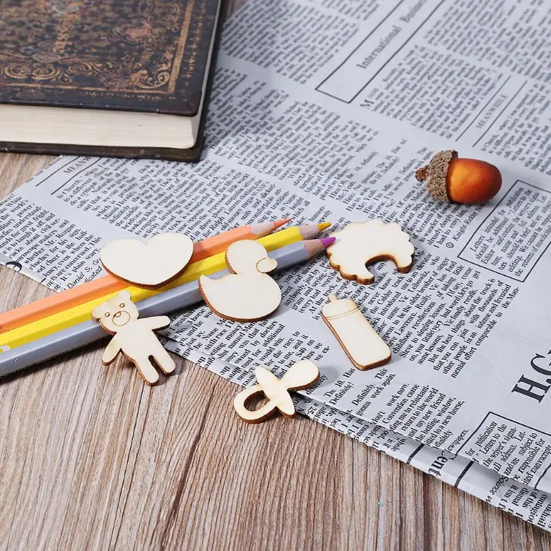 50 шт. лазерная резка дерево украшение деревянная детская тема Форма Ремесло