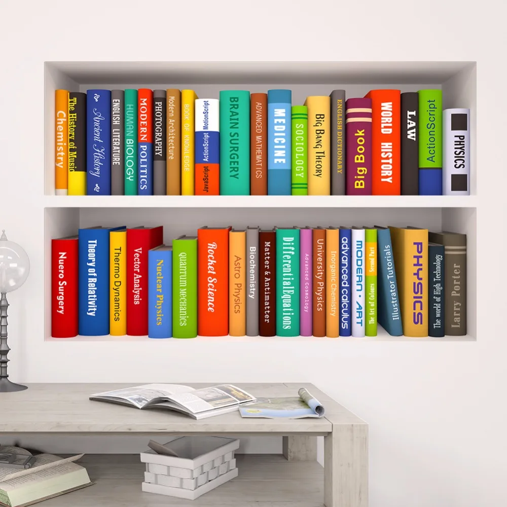 3d книжная полка забавная гостиная детская спальня декор для учебы Настенная Наклейка домашний декор плакат на стену обои