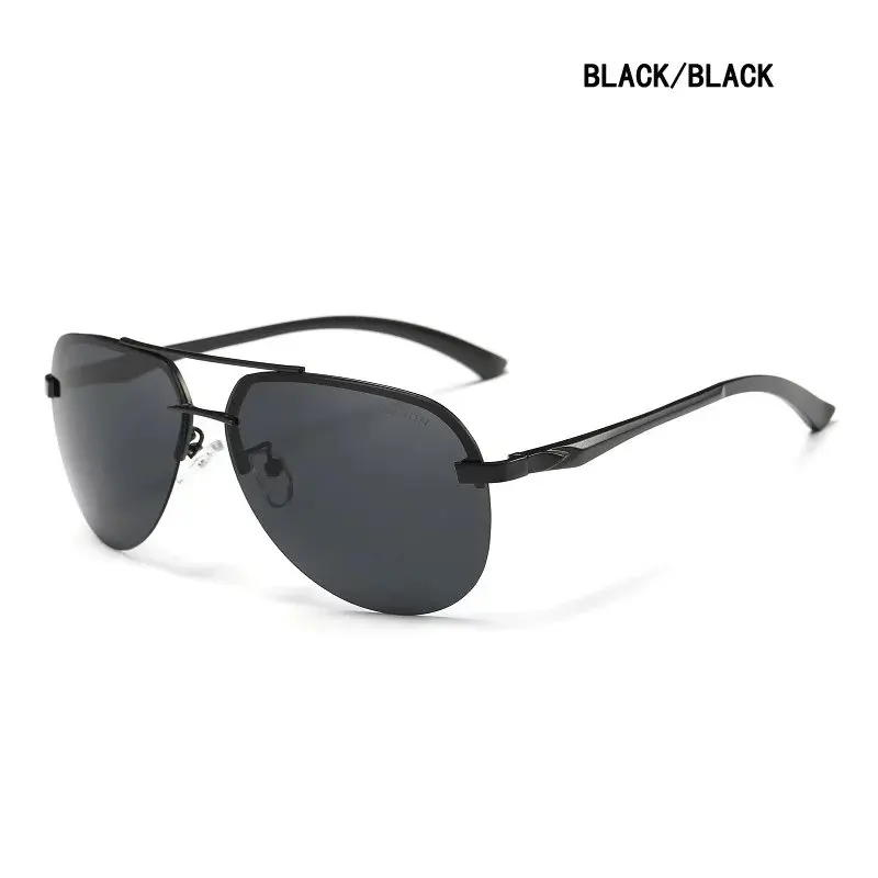 Black Black AORON, мужские поляризованные солнцезащитные очки, мужские, фирменный дизайн, солнцезащитные очки, алюминиевая нога, зеркальные линзы, солнцезащитные очки для мужчин/wo для мужчин - Цвет линз: Black Black