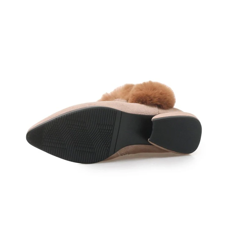 MLJUESE 2019 women snow boots Cow Suede black color Rome style pointed toe winter fur warm plush ankle | Обувь