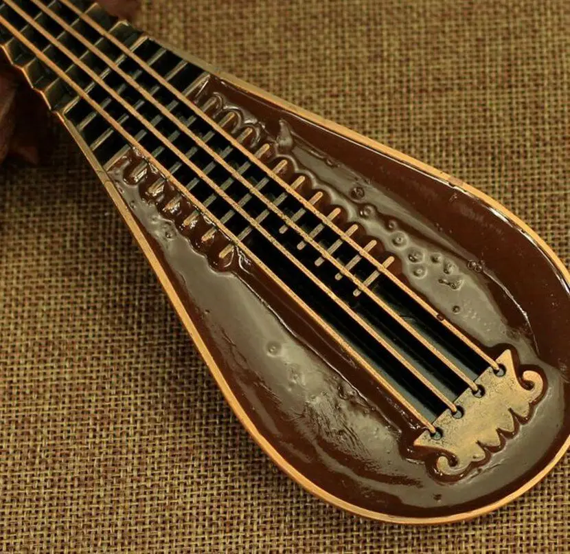 

Tibetan Buddhism Handwork Copper Lute Guqin Line Kaoru Incense Burner Censer