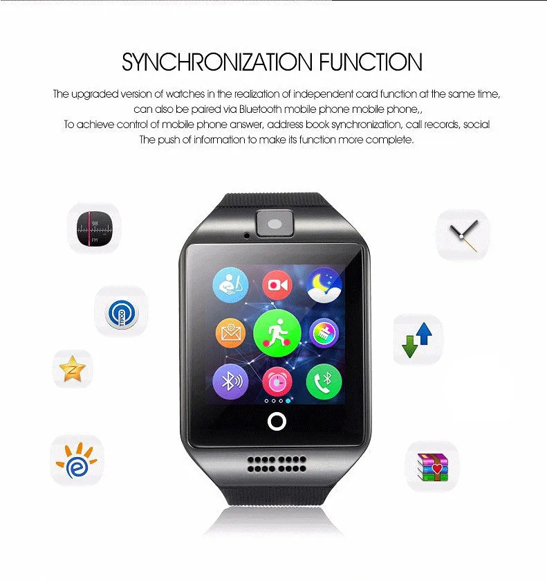 Умные часы VS DZ09 Q18 с камерой Facebook Whatsapp Twitter Синхронизация SMS поддержка SIM-карт