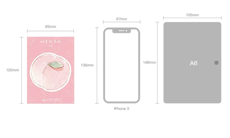7 pcs Pink Peach sticky note set memo pad Donuts Icecream Adhesive notepad marker post Stationery Office School supplies A6622