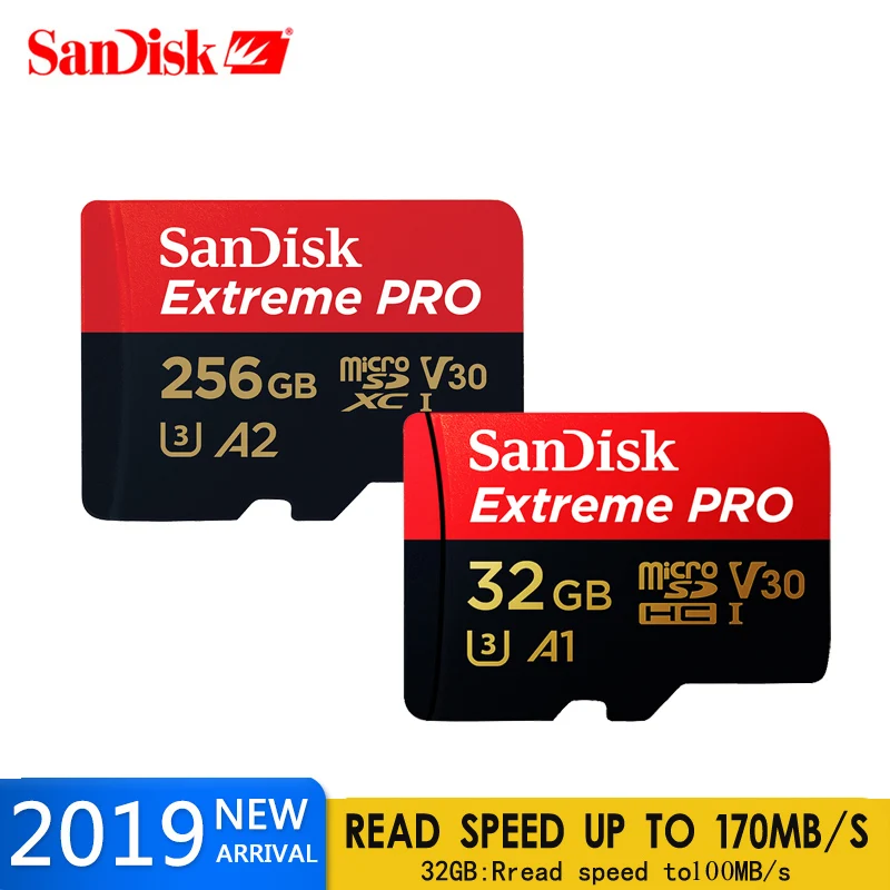 Двойной Флеш-накопитель SanDisk Extreme PRO Micro SD карты 128 Гб 64 256 ГБ узнать Скорость 170 МБ/с.