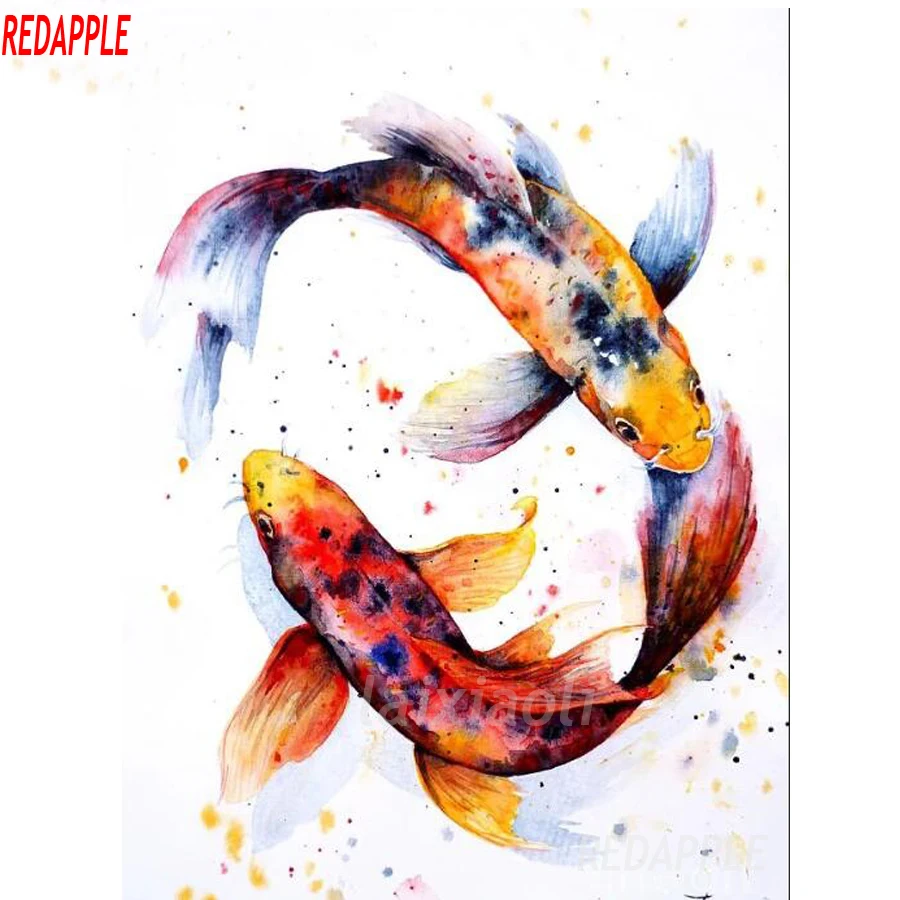 

Алмазная живопись «сделай сам» с рыбками, картина со стразами, полная квадратная Алмазная вышивка, рисунок с рыбкой кои, Рождественский под...