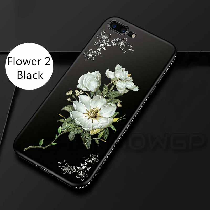 Мягкий матовый чехол с объемным рельефным цветком для iPhone X 10 8 7 6 6s Plus Блестящий